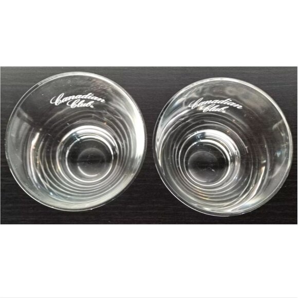 L👀K Vintage Canadian Club Etched Whiskey Scotch Glasses set of 2 - Picture 3 of 7